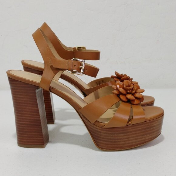Michael Kors Dalia Platform Dress Leather Sandal Acorn Women's Size 9.5 NWOB - Picture 2 of 12